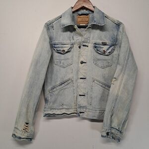 Vintage Hollister Sanforized Denim Trucker Jacket Distressed Thrashed Small